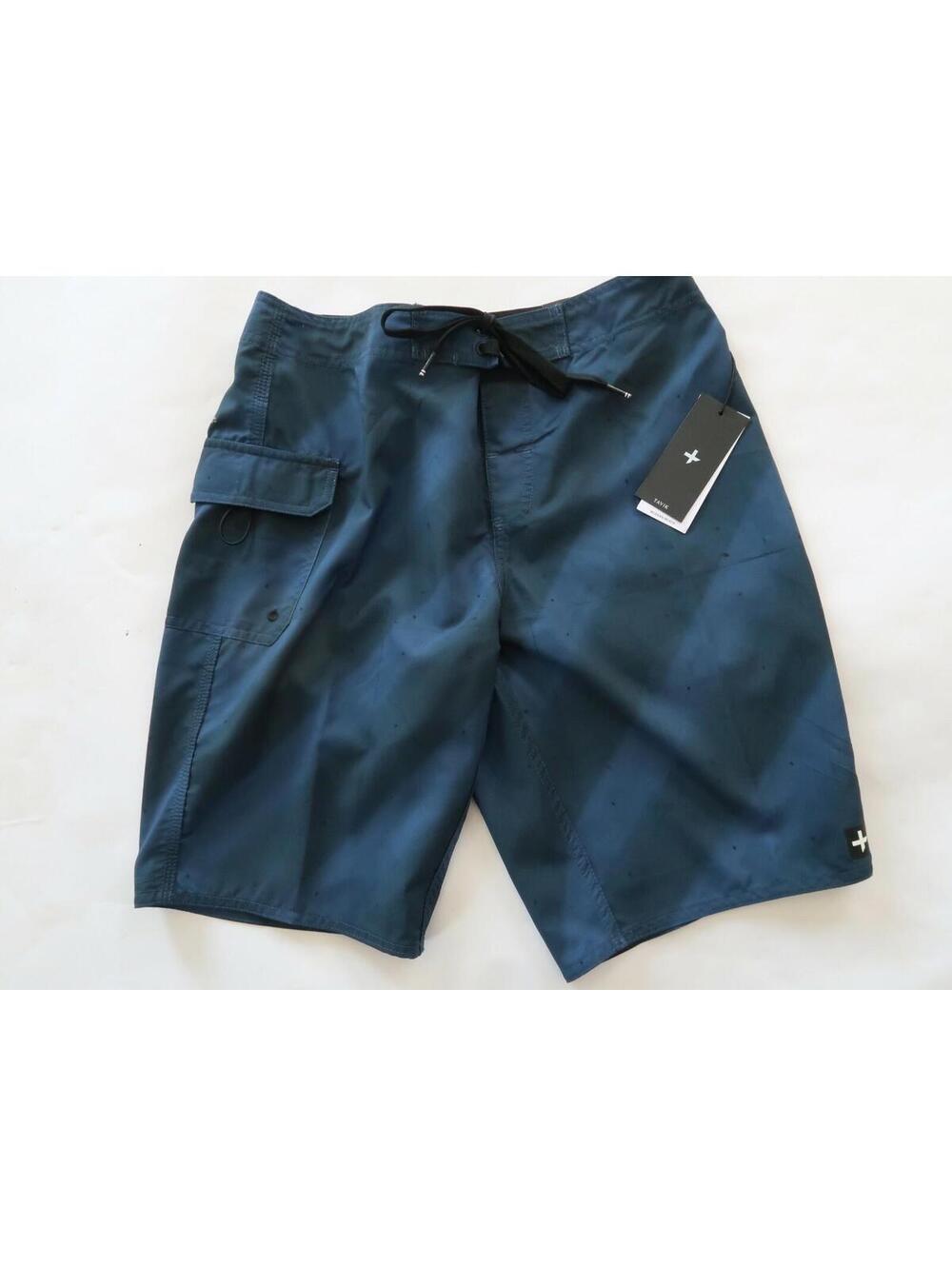 NEW Tavik Mens Navy Blue Dotted Cargo Swim Trunks Shorts Size 28